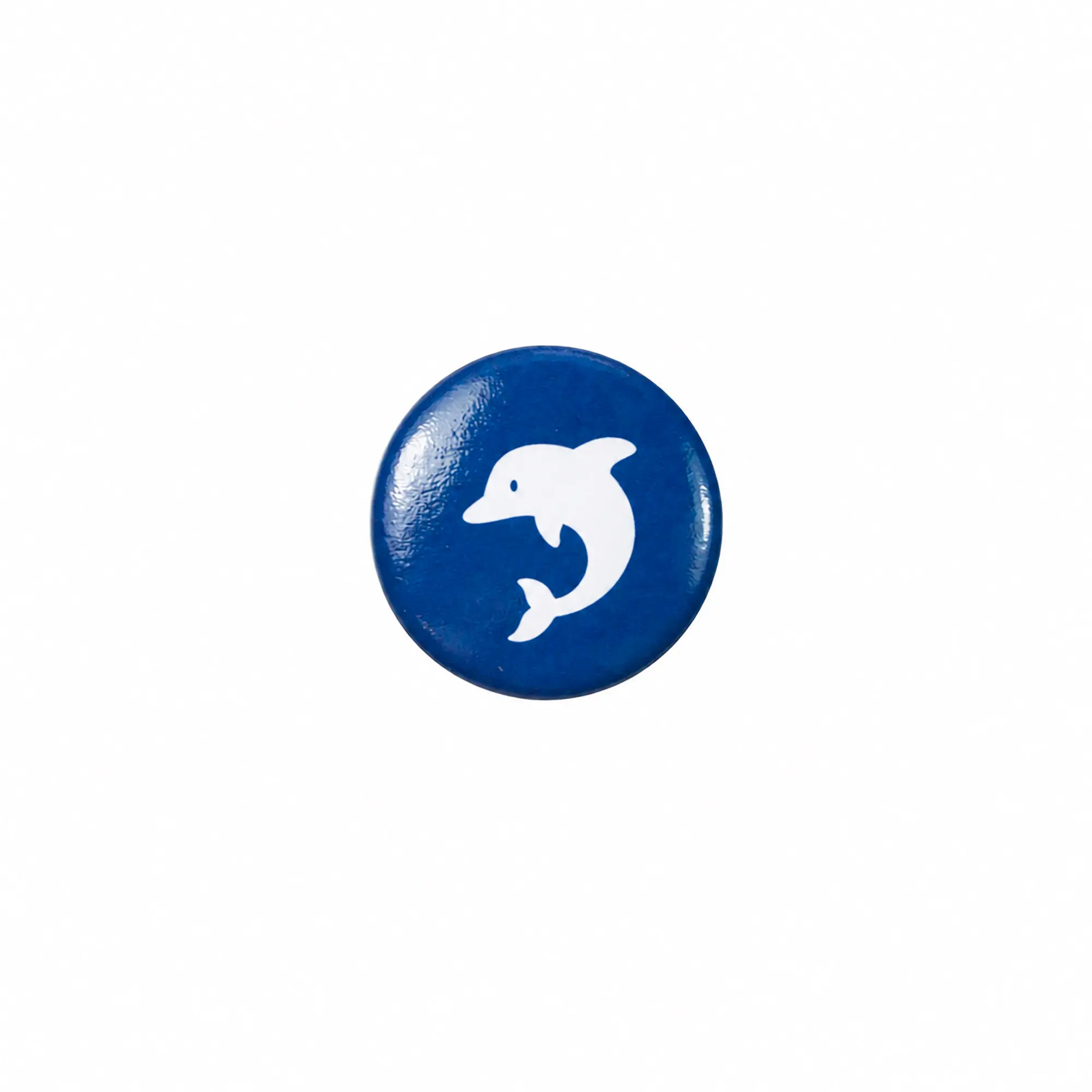 Kühlschrankmagnet Delfin – Weißer Delfin auf Blau, Ø 2,5 cm
