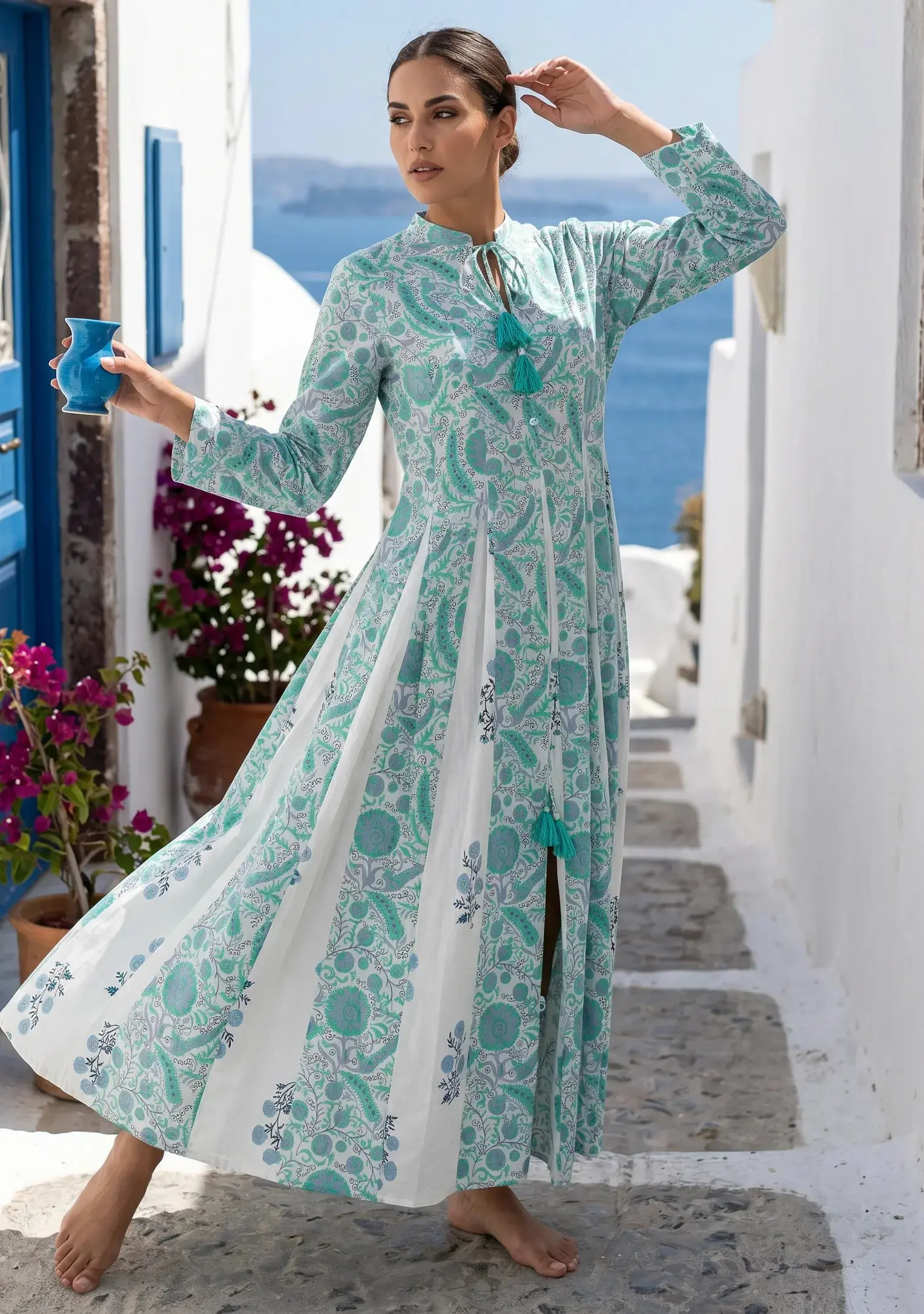 ibBan Bedrucktes Baumwoll-Maxikleid - Afra Langes Kleid
