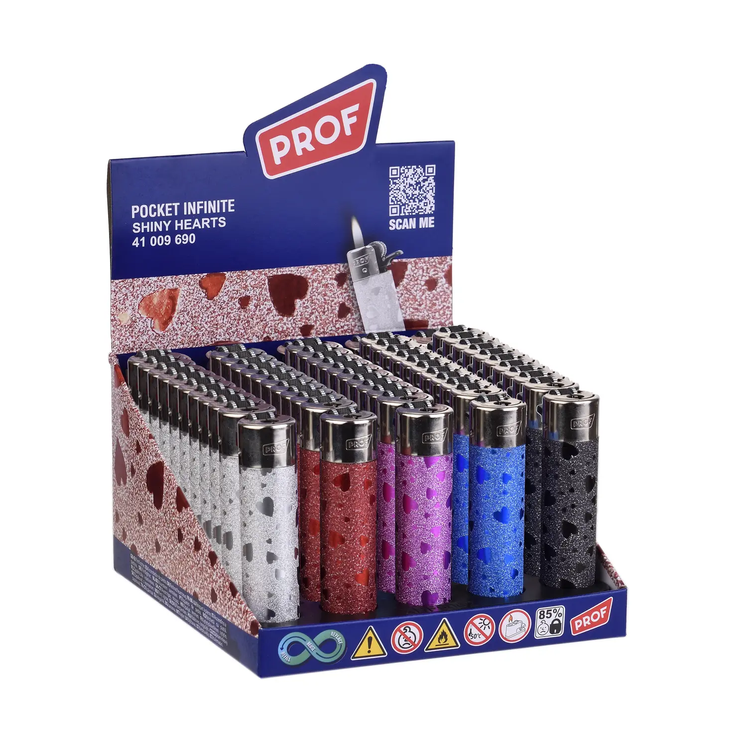 PROF Shiny Heart Rechargeable Flint Lighter