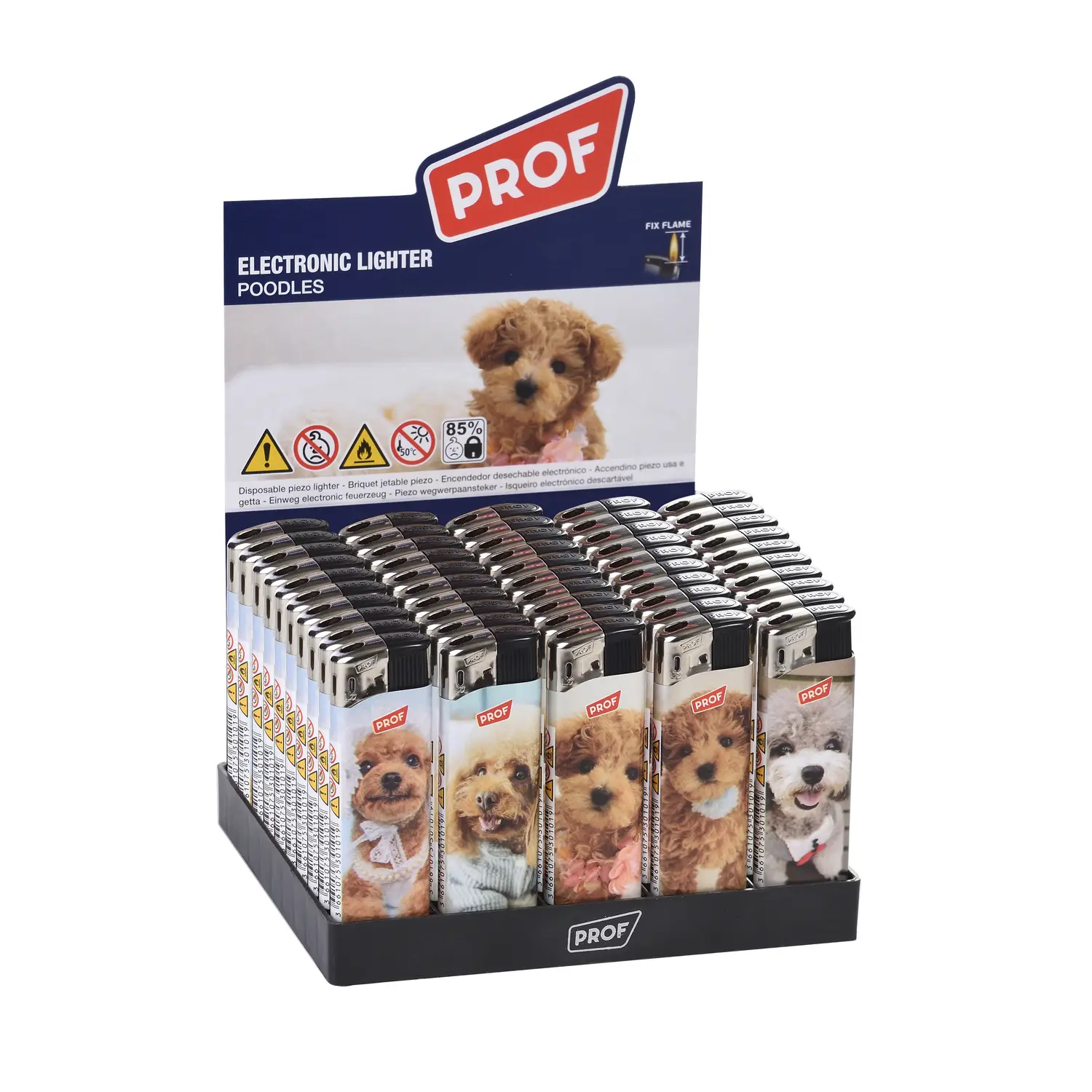 PROF Fix Flame Electronic Lighter Poodle Pattern