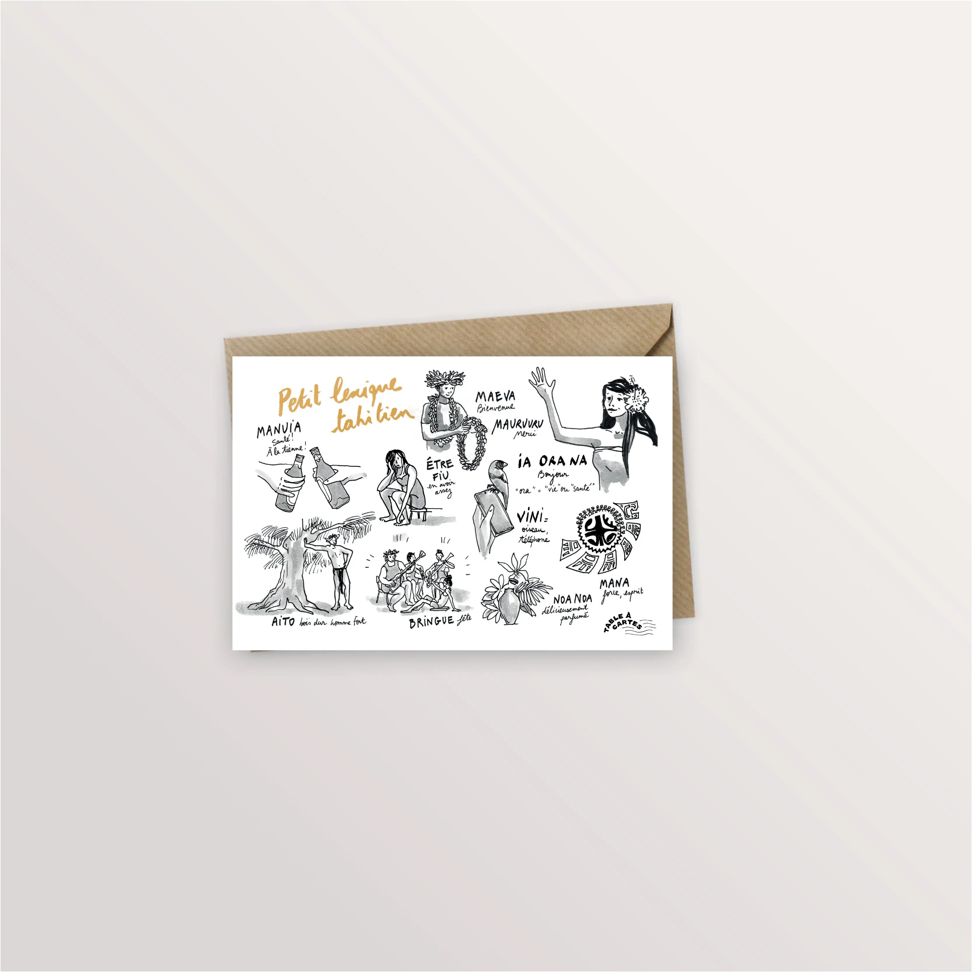 Carte postale de mots tahitiens - Expressions