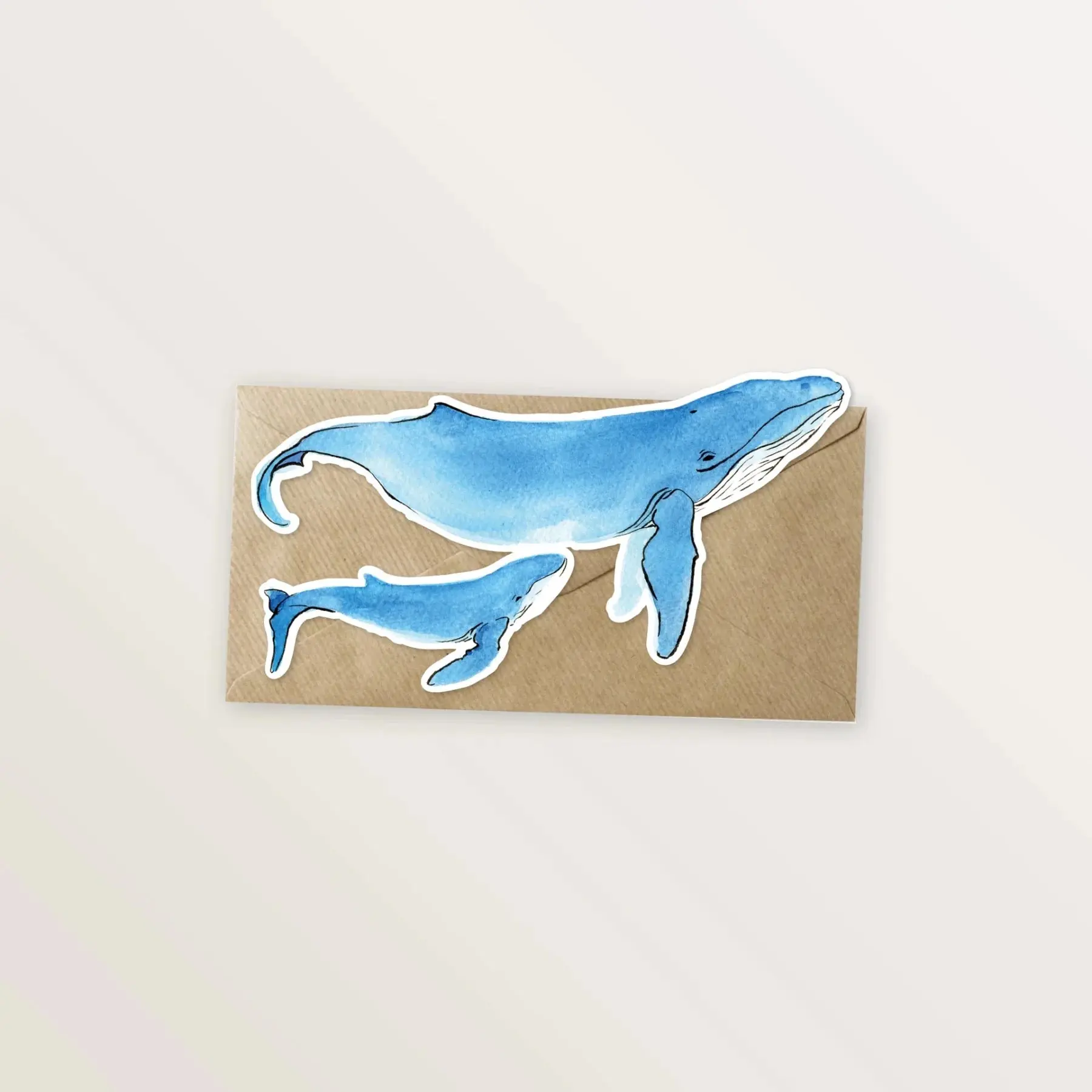 Carte silhouette - Baleine et baleineau