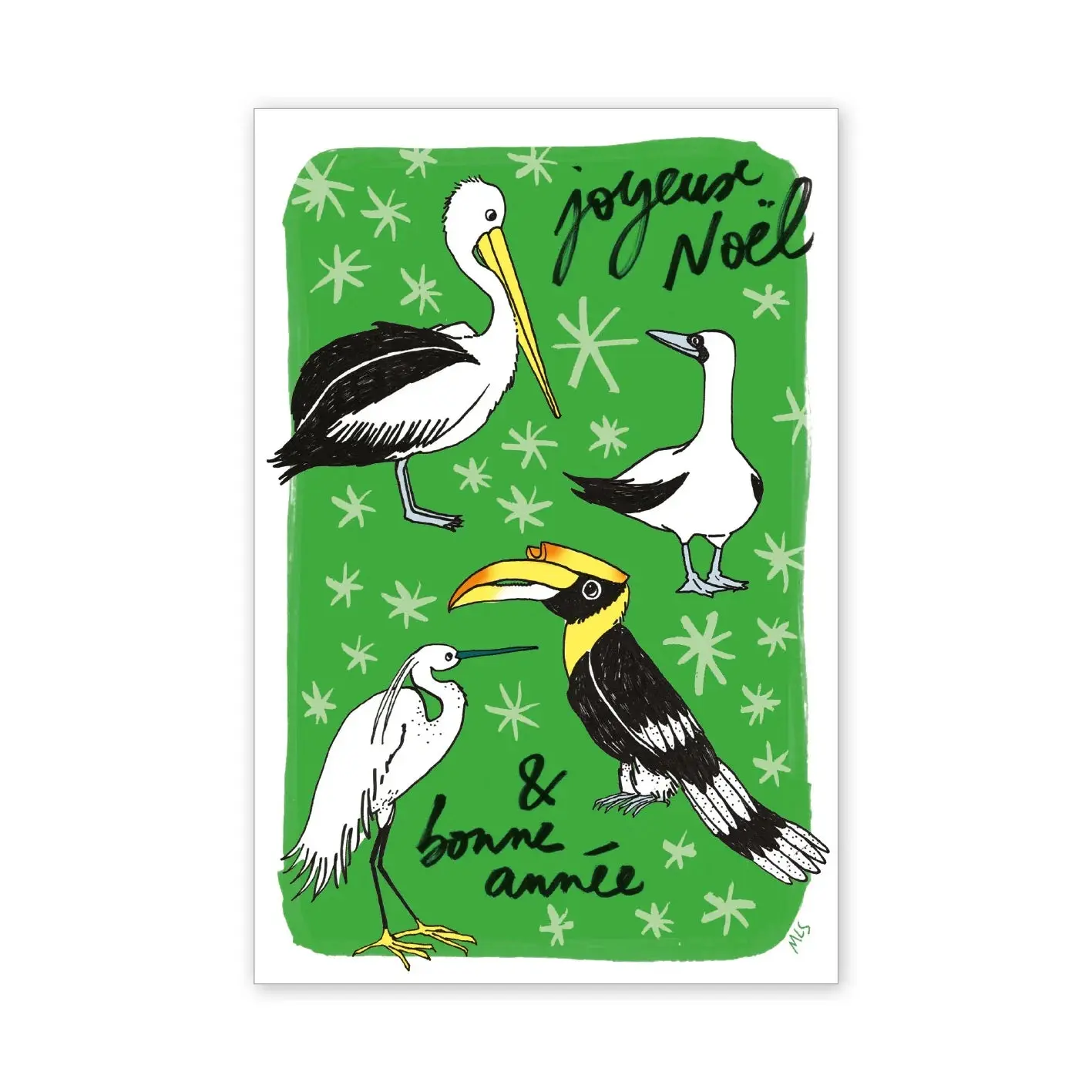 Carte de vœux double - Oiseaux tropicaux