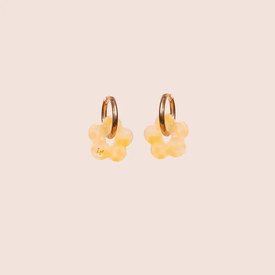 Créoles Mini Fleur Acétate Jaune