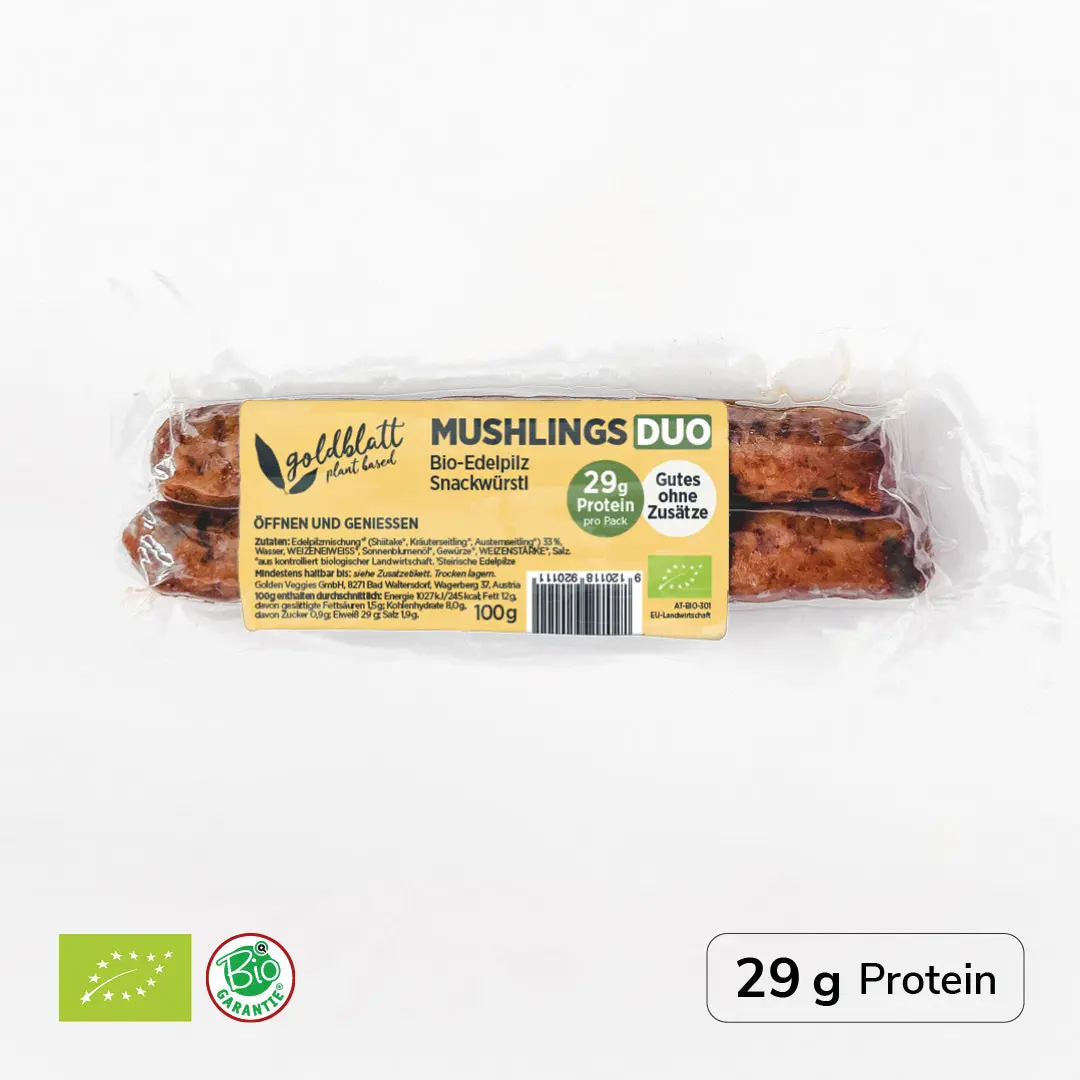 Hongos orgánicos Goldblatt – salchichas de champiñones nobles para picar