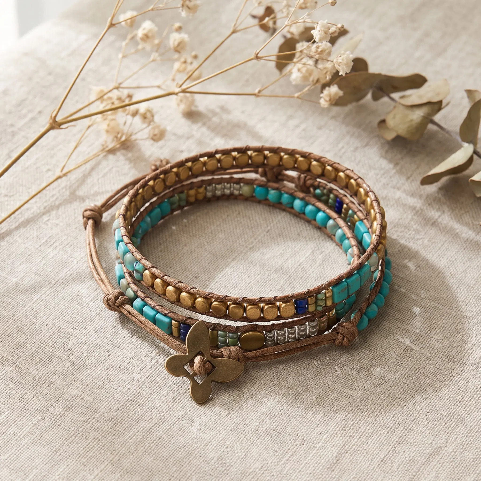 Beaded Multi-Layer Boho Turquoise Wrap Bracelet