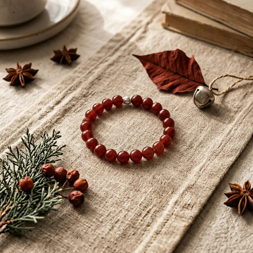 Handmade Carnelian Beaded Bracelet