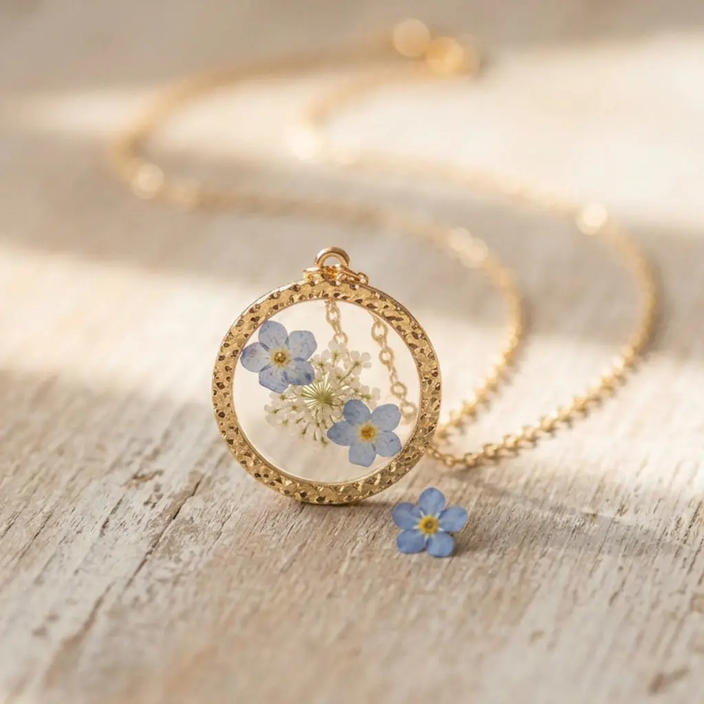 Pressed Forget-Me-Not Necklace