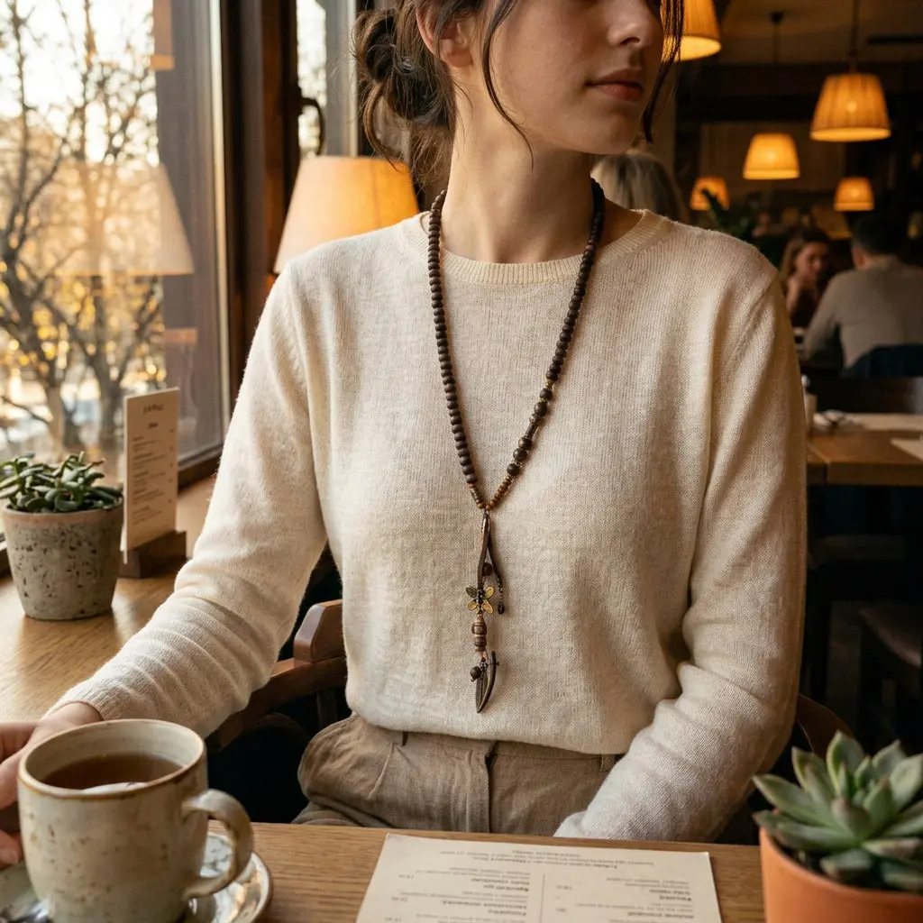 Boho Wooden Bead Y-Necklace