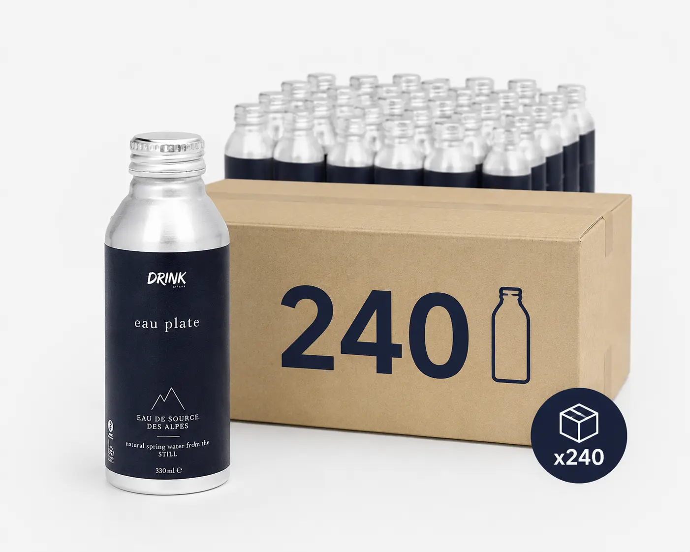 Pack CHR Volume 240 bouteilles - Eau Plate Premium des Alpes - Bouteille Aluminium Recyclable 330ml