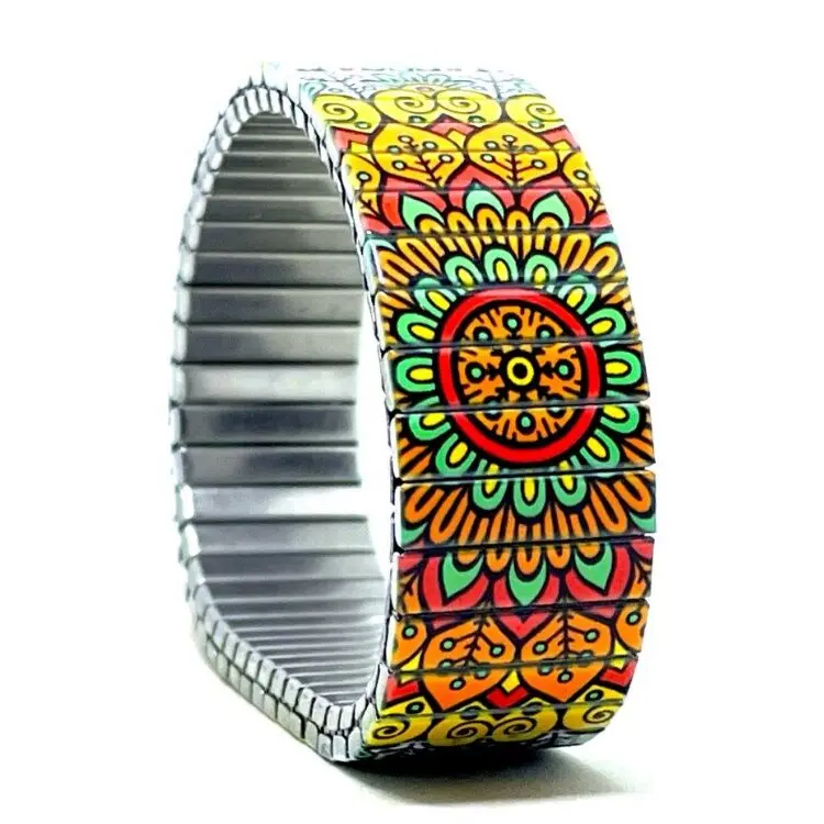Red Ambience Polished 18mm Stainless Steel Stretch Bracelet