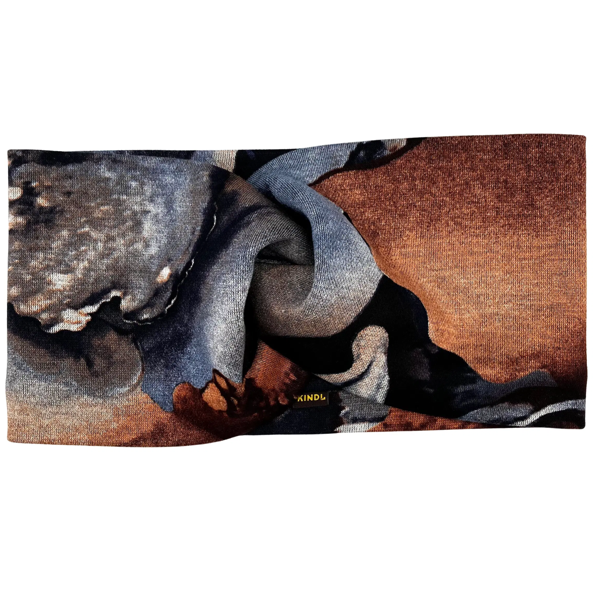 Twist Stirnband - Blau Braun Abstract, Ponte Jersey
