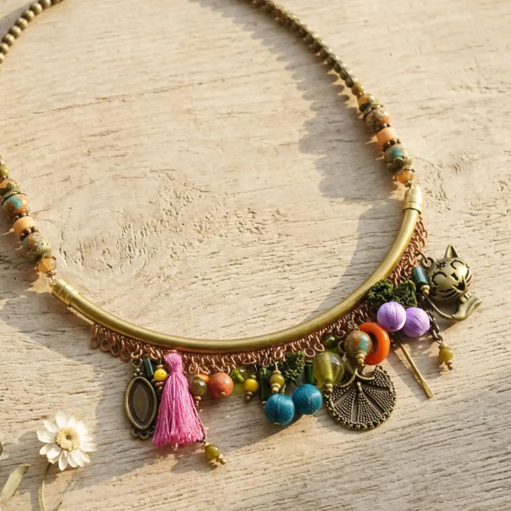 Cat Charm Statement Necklace
