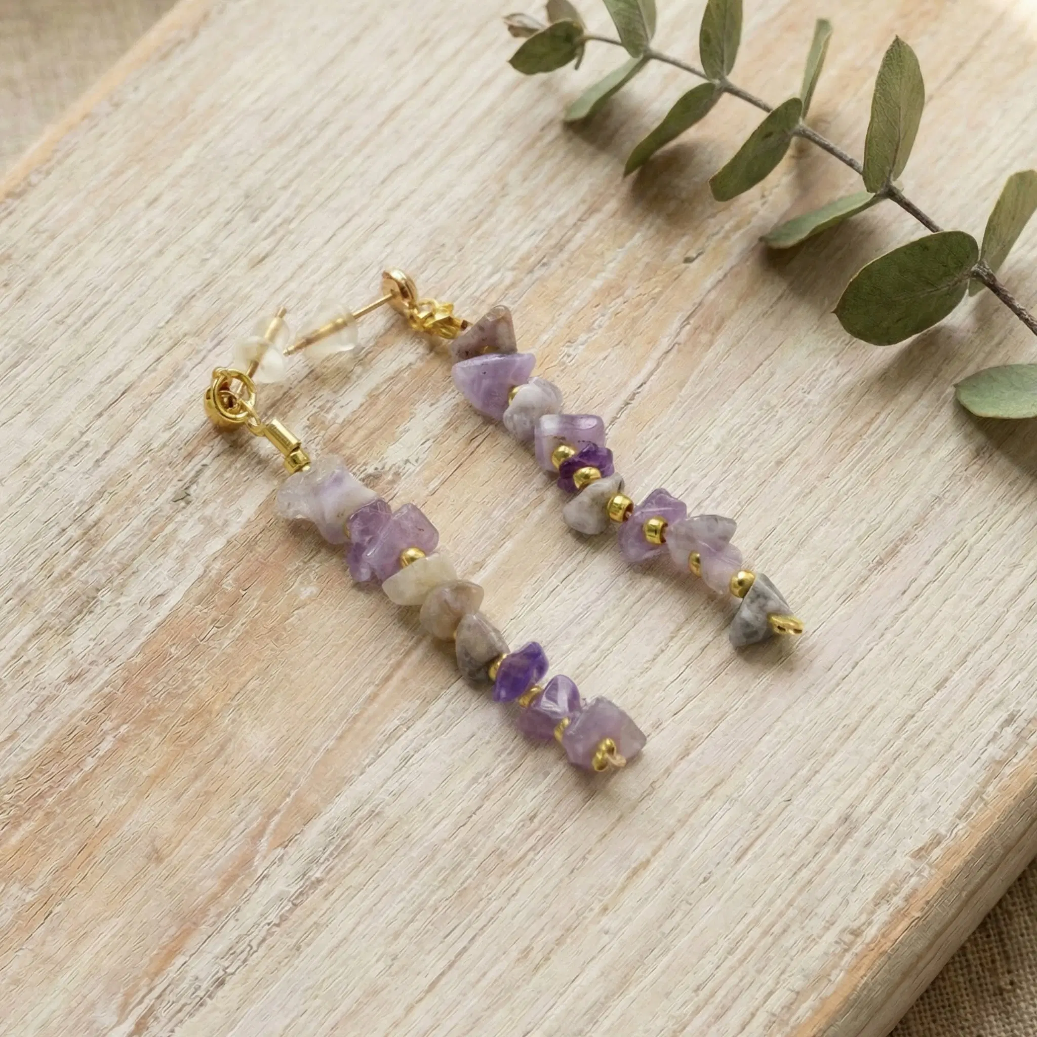Amethyst Crystal Stone Earrings