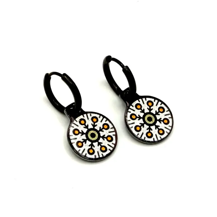 Earthy Ambience Metallic 14mm Round Stainless Steel Double-Sided Earrings