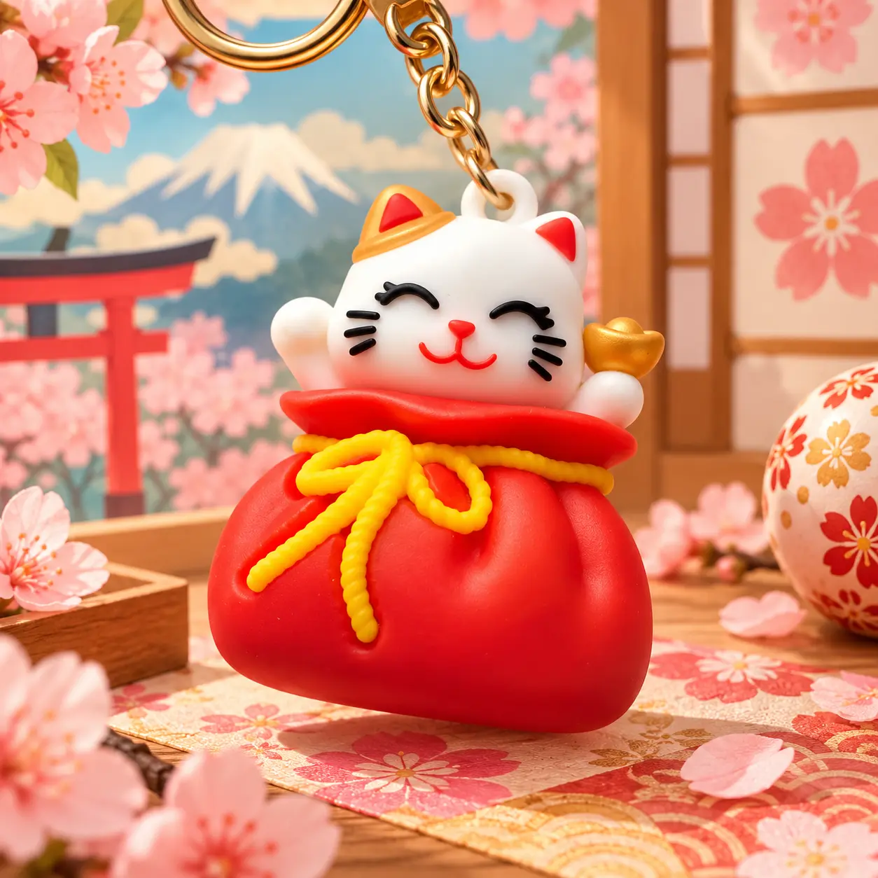 Porte-clés Lucky Cat Rouge - Japon