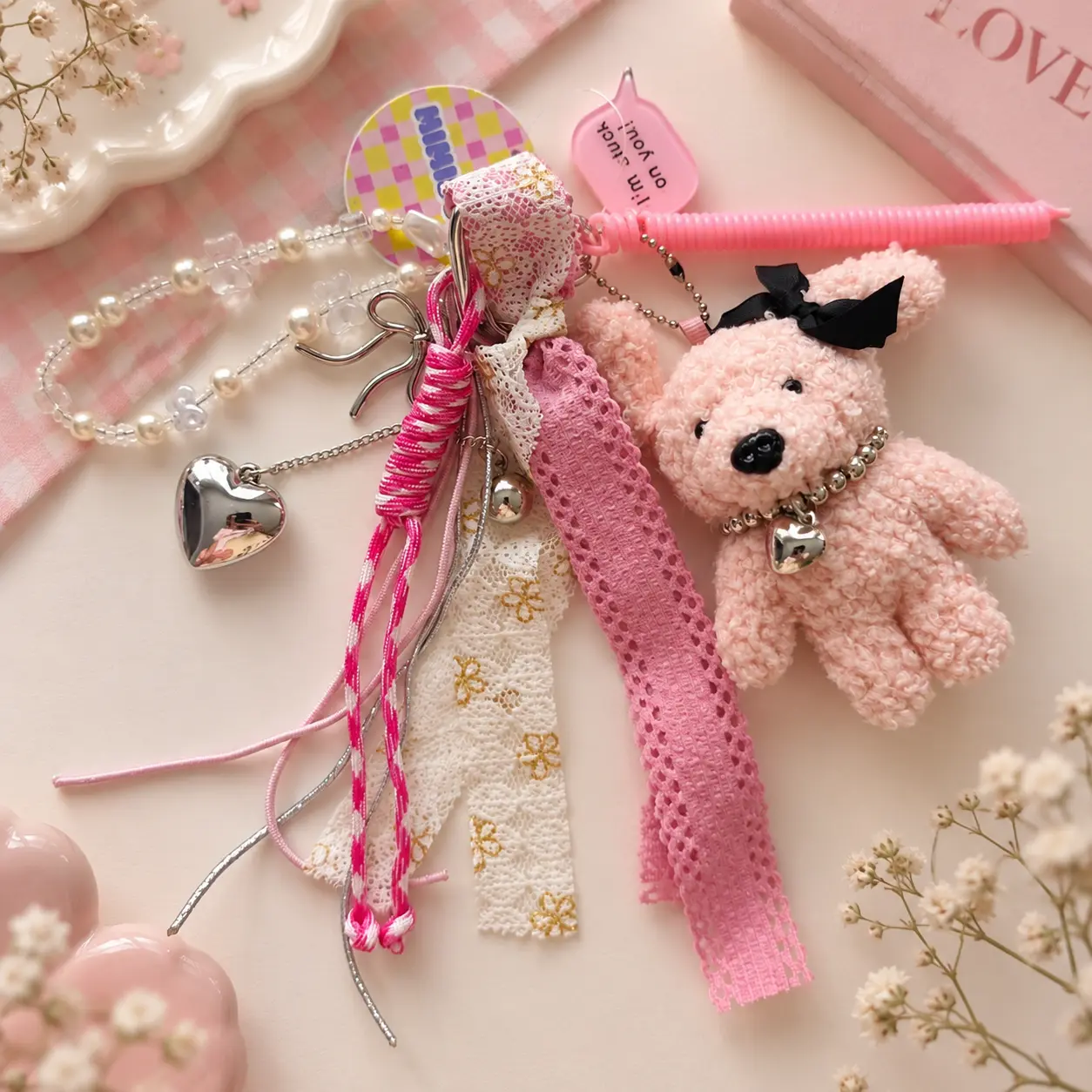 Bijou de sac Peluche Rose Kawaï K-POP