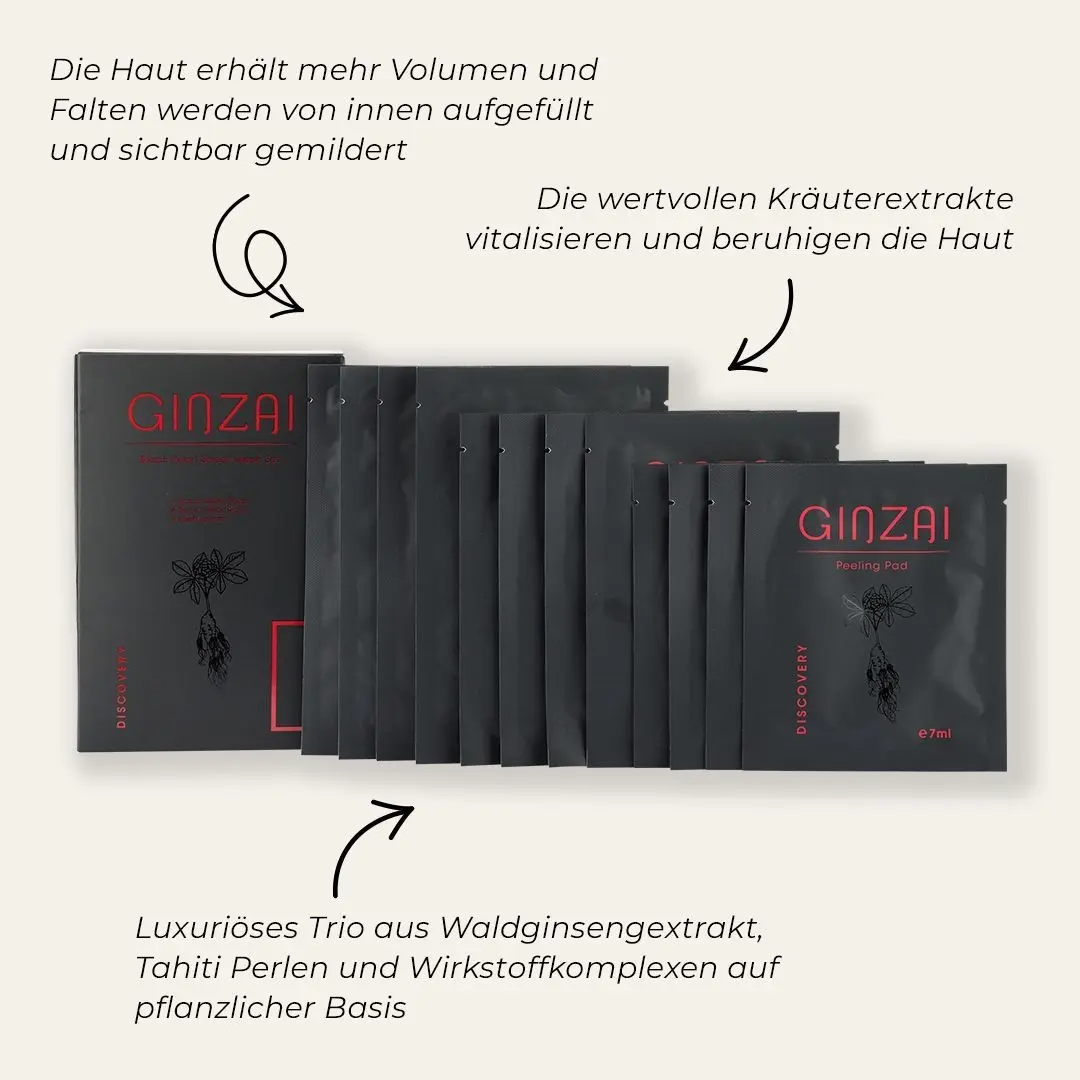 Gesichtspflege-Set mit koreanischem Premium Ginseng (Waldginseng) - Gesichts- und Halsmaskenset mit Peeling Pad