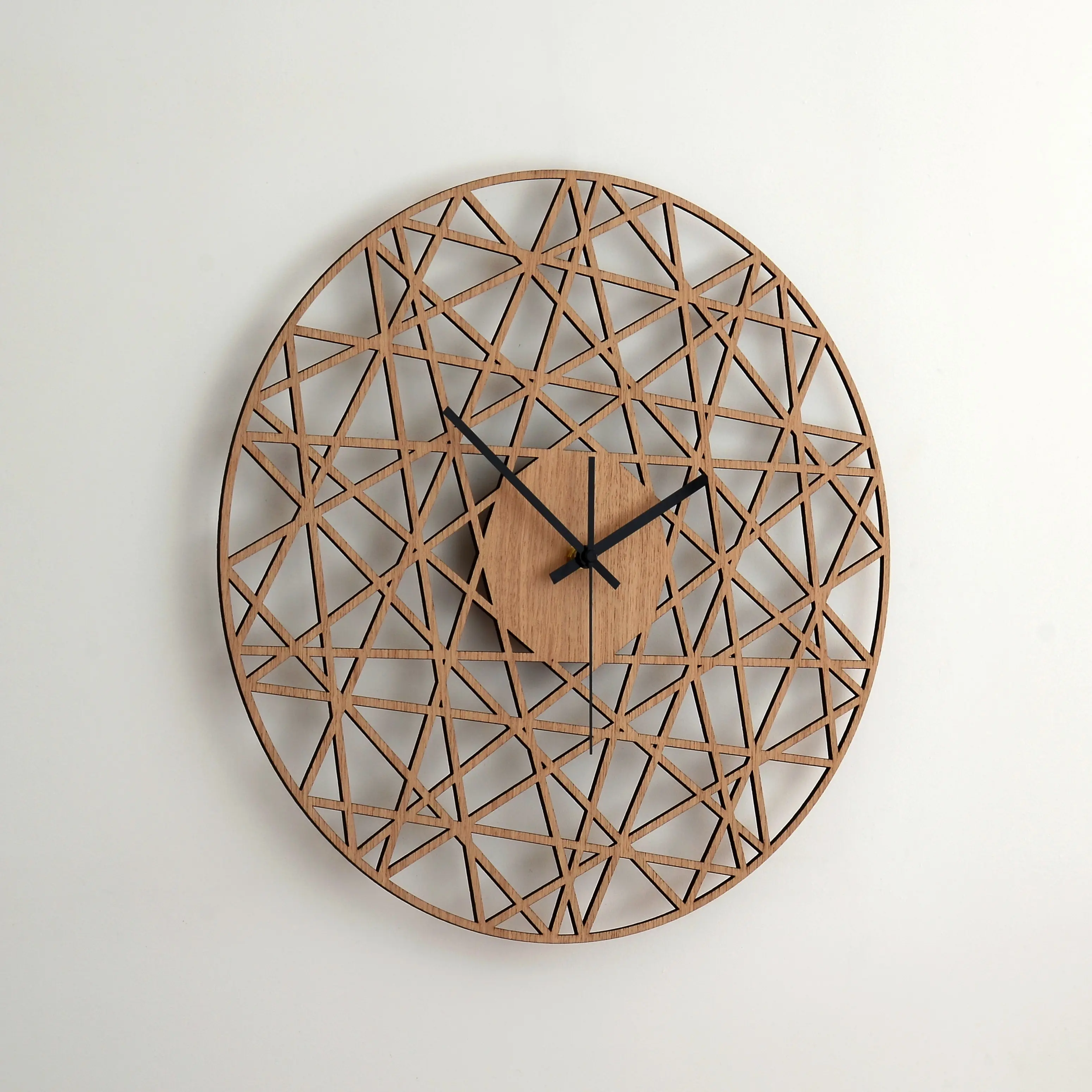 Clock POLYGONAL - Wooden Wall Clock Natural Oak Color