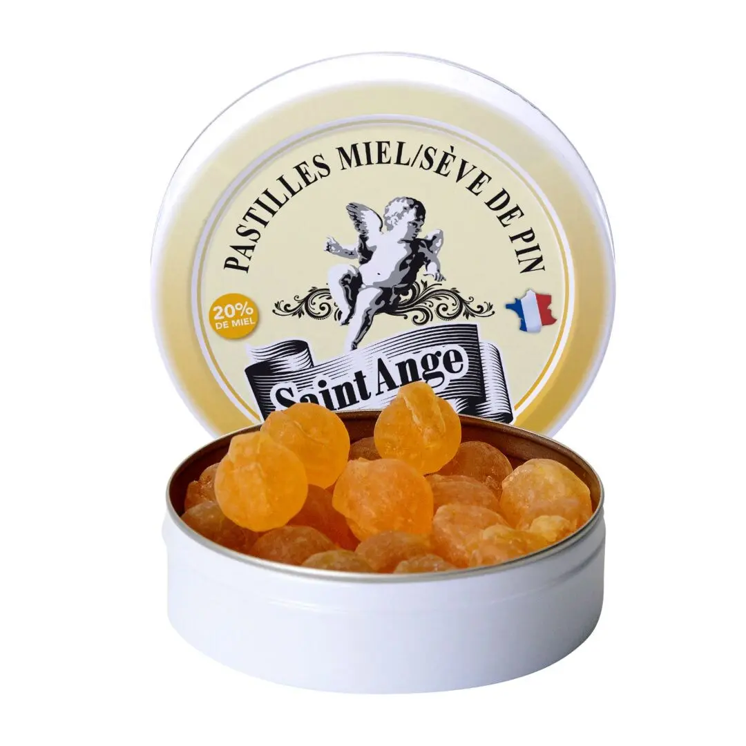 Saint Ange | Bonbons Artisanaux | Saveur Miel Sève de Pin | Boîte de 50g