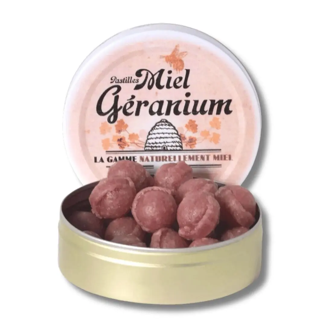 Apipharma | Bonbons Artisanaux | Saveur Miel Géranium | Boîte de 50g