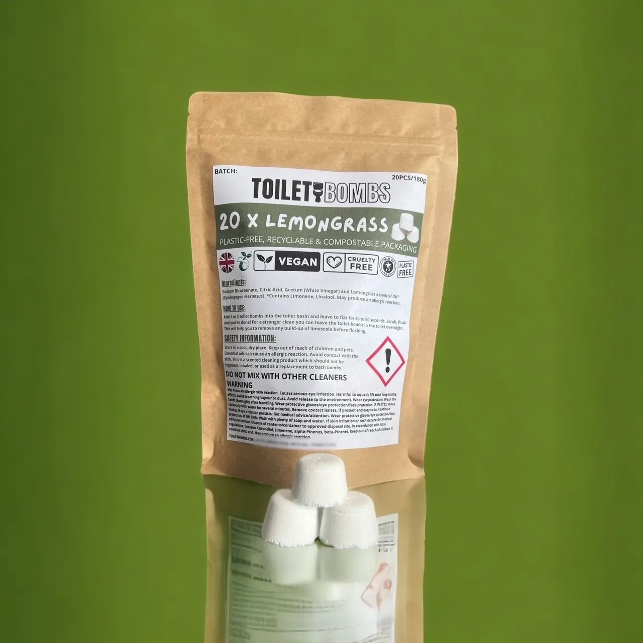Bombas refrescantes para inodoro Lemongrass (20 por paquete)