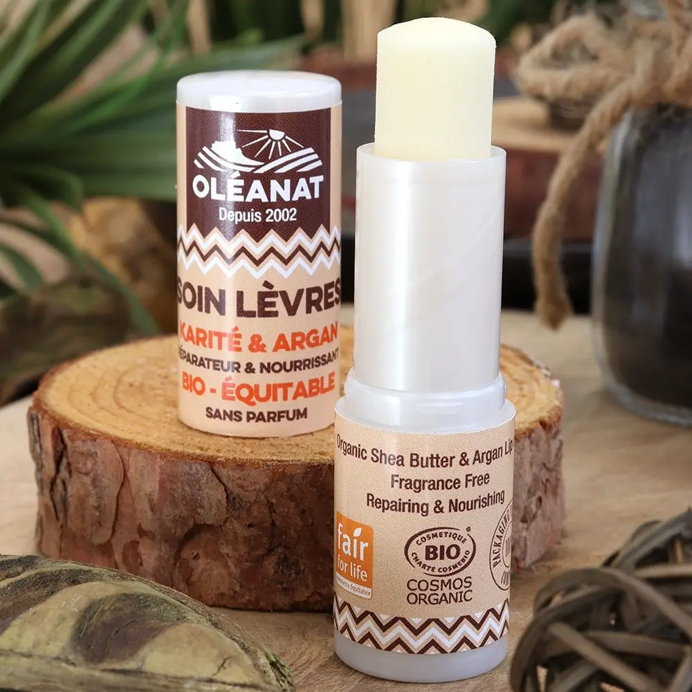 Bio-Lippenpflege mit Shea und Argan ohne Duftstoffe - 4,5 g - Oléanat