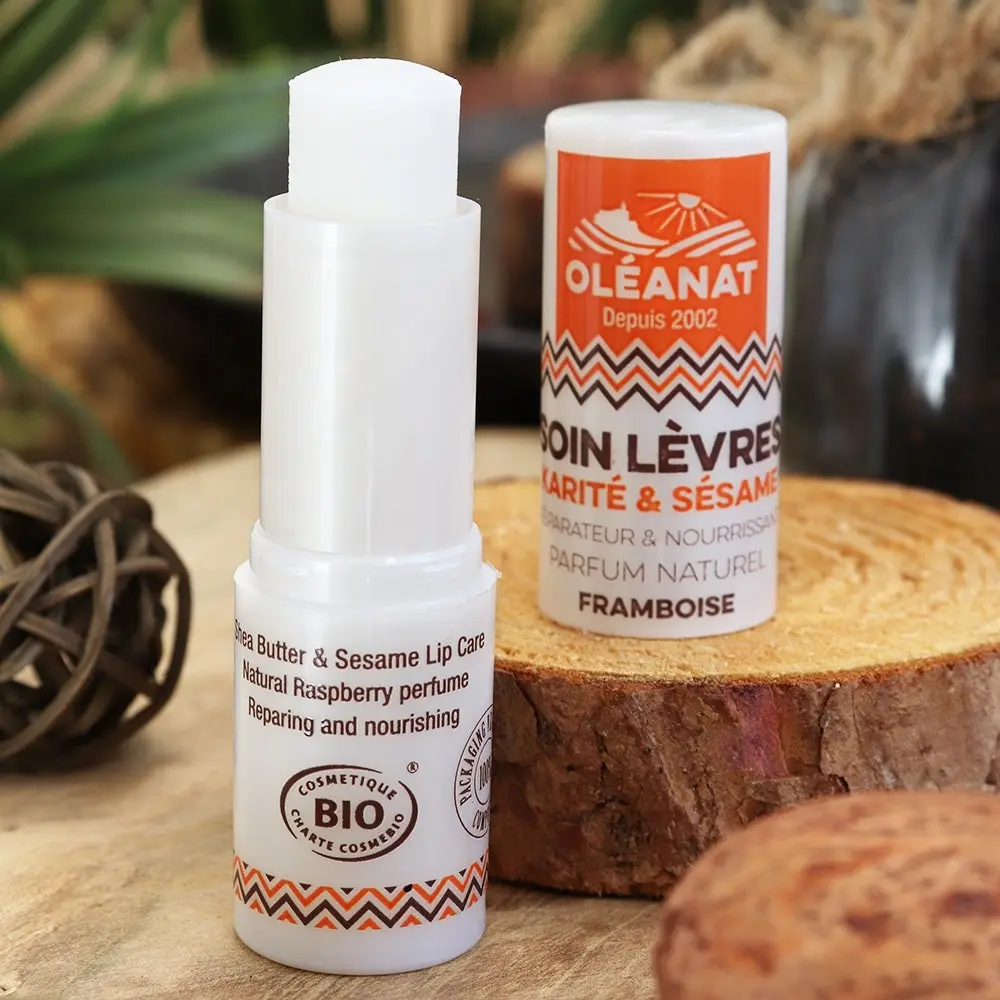 Lippenpflege mit Bio-Shea und Sesam, natürlicher Himbeerduft – 4,5 g - Oléanat