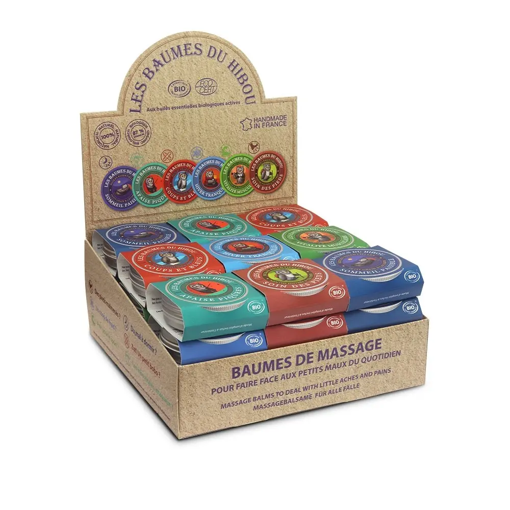 Display mit 6x6 Bio-Balsamen von 30 ml - LES BAUMES DU HIBOU
