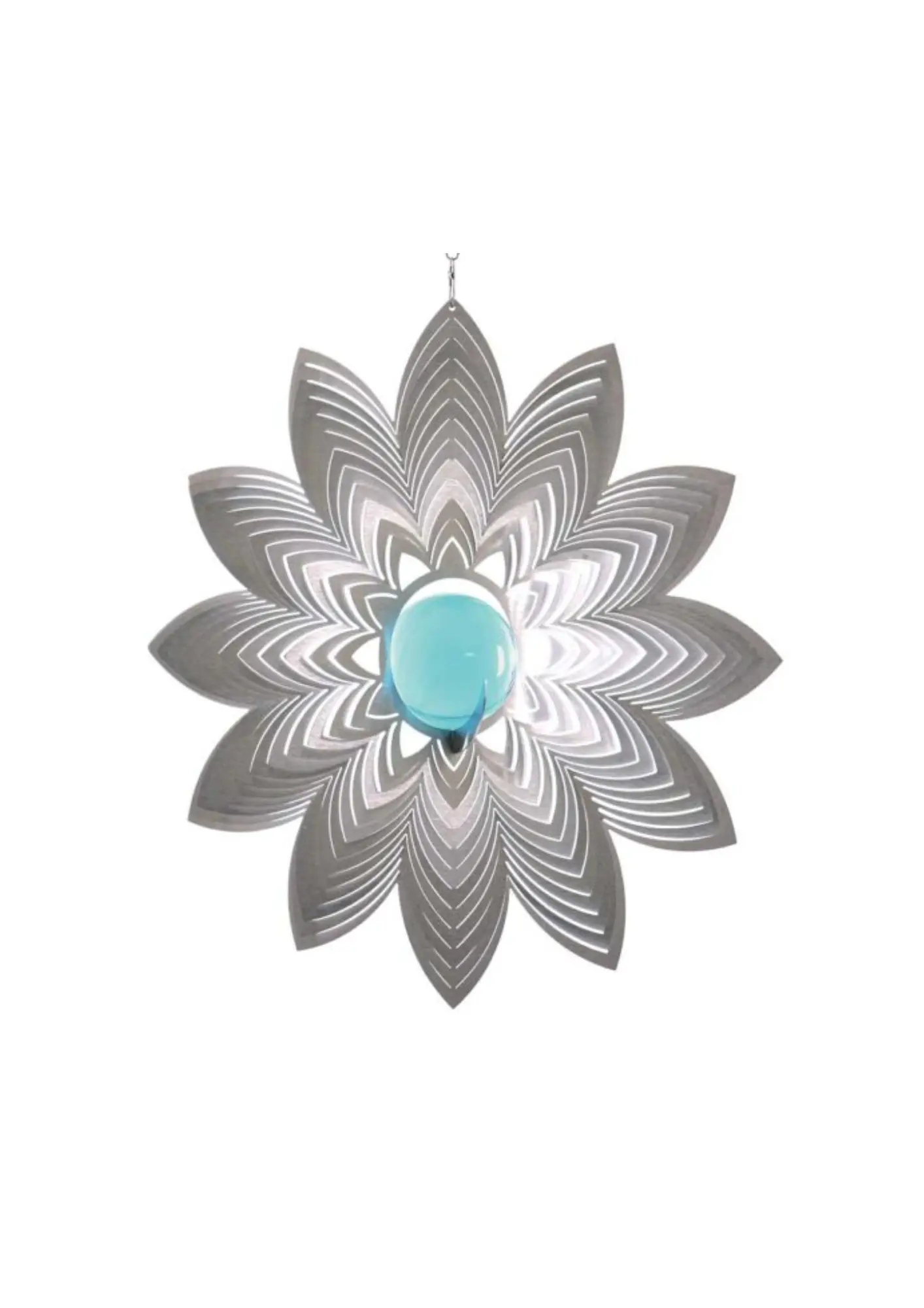 Blinq Art Wind Spinner Flower de acero inoxidable - 174 mm redondo - 735484 - Bola de cristal de 35 mm
