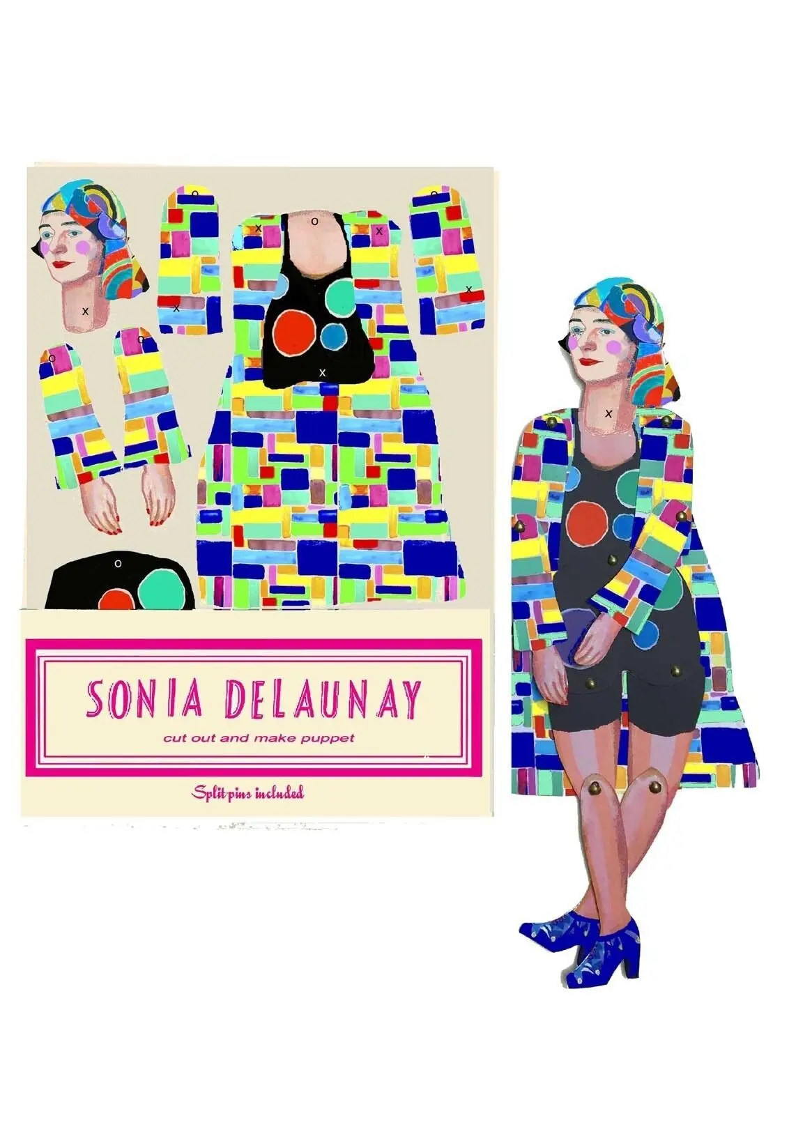 Sonia Delaunay cut and make Artist Puppet  fun activity and gift