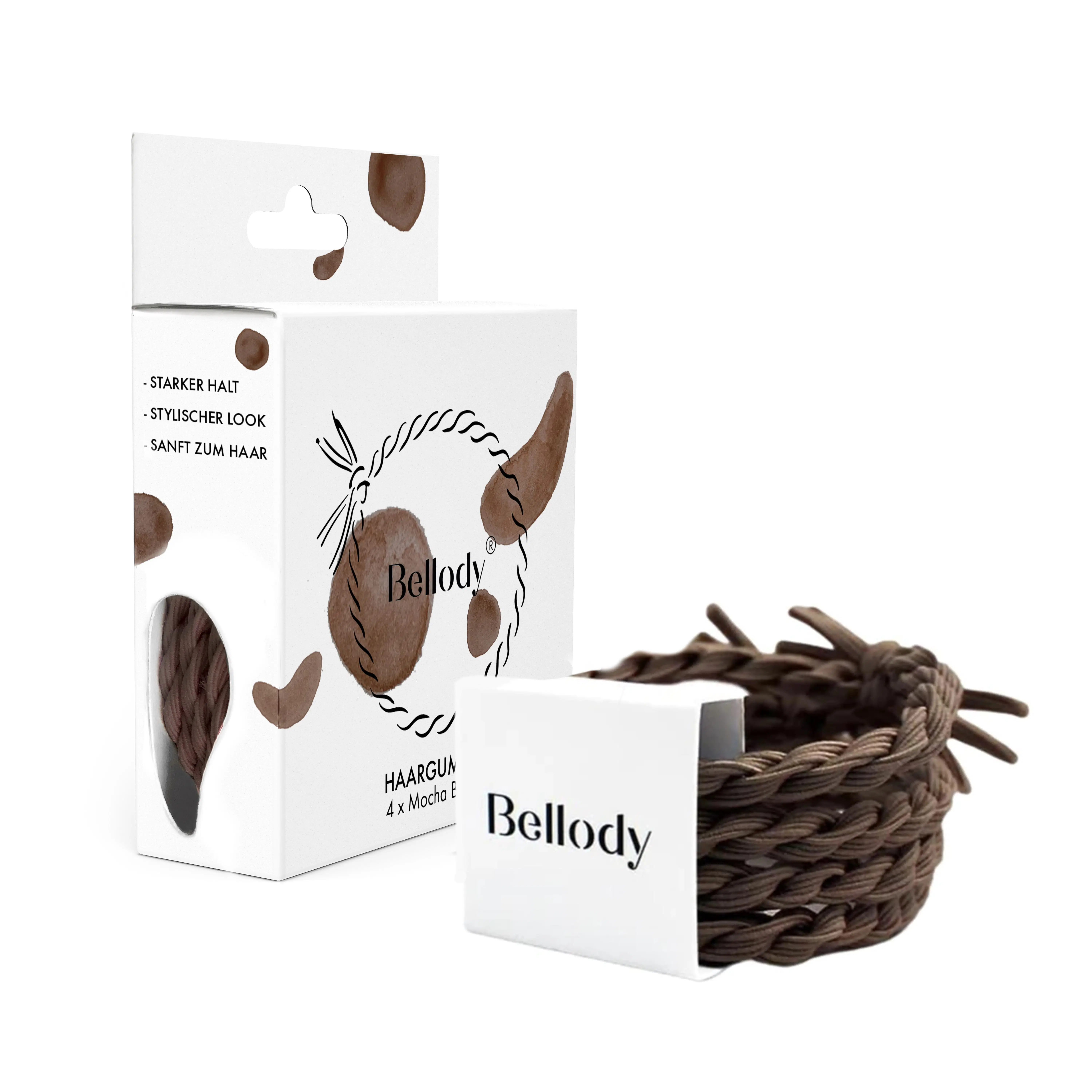 Haargummis Braun - Bellody® (4 Stück - Mocha Brown)