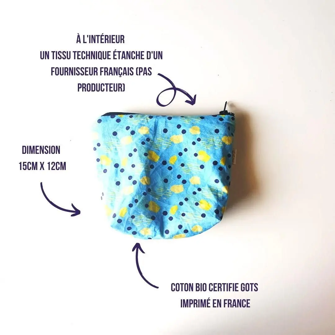 Kleines wasserdichtes Handtaschenset – Bio-Baumwolle – Hergestellt in Frankreich