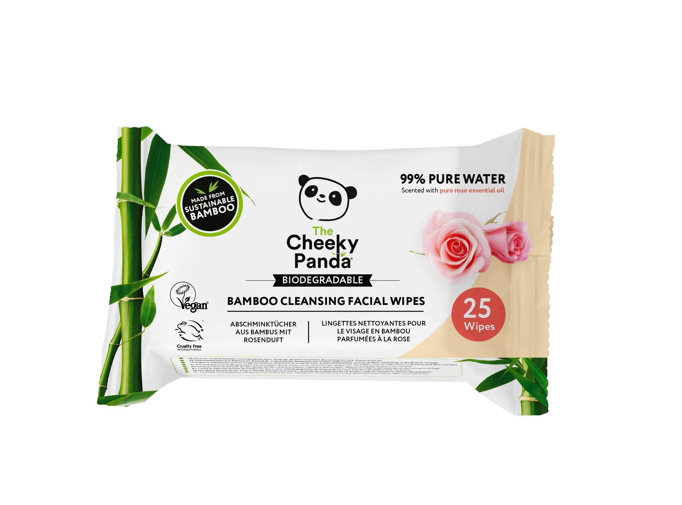 Biologisch abbaubare Gesichtstücher | 24 Packungen - Rose