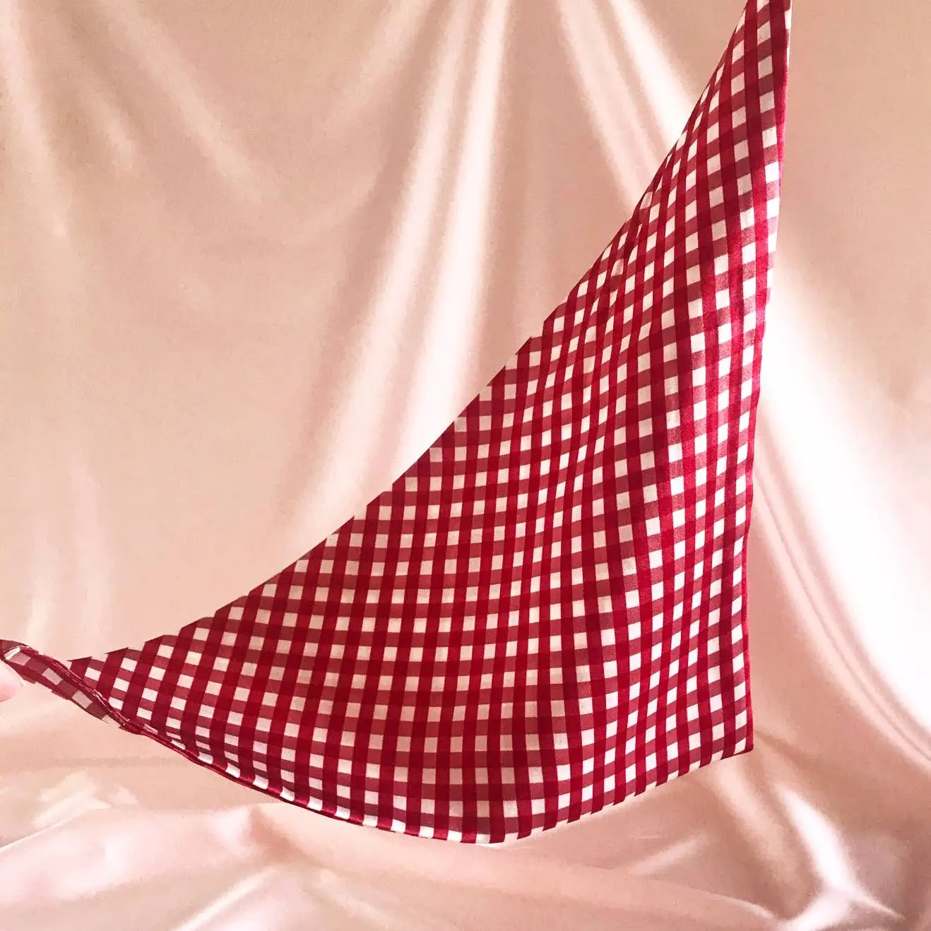 Gingham Print Silk Audrey Headscarf