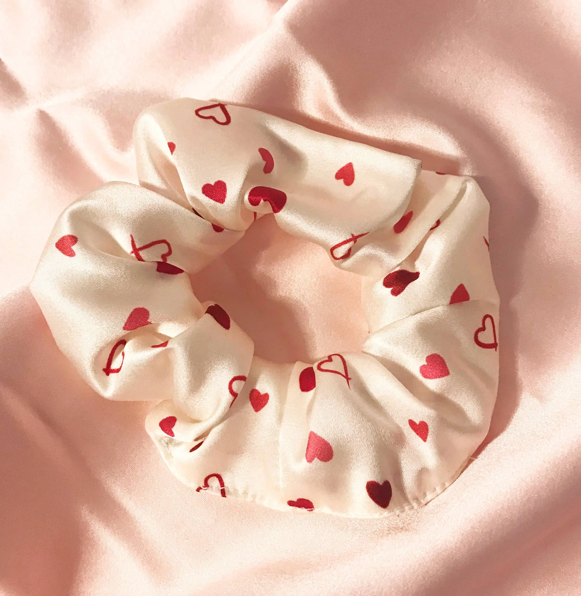 Heart Print Silk Astrid Scrunchie