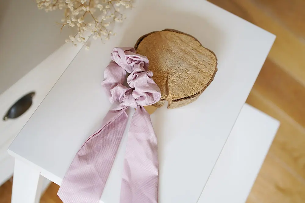 Lizy Pale Pink Ribbon Scrunchie