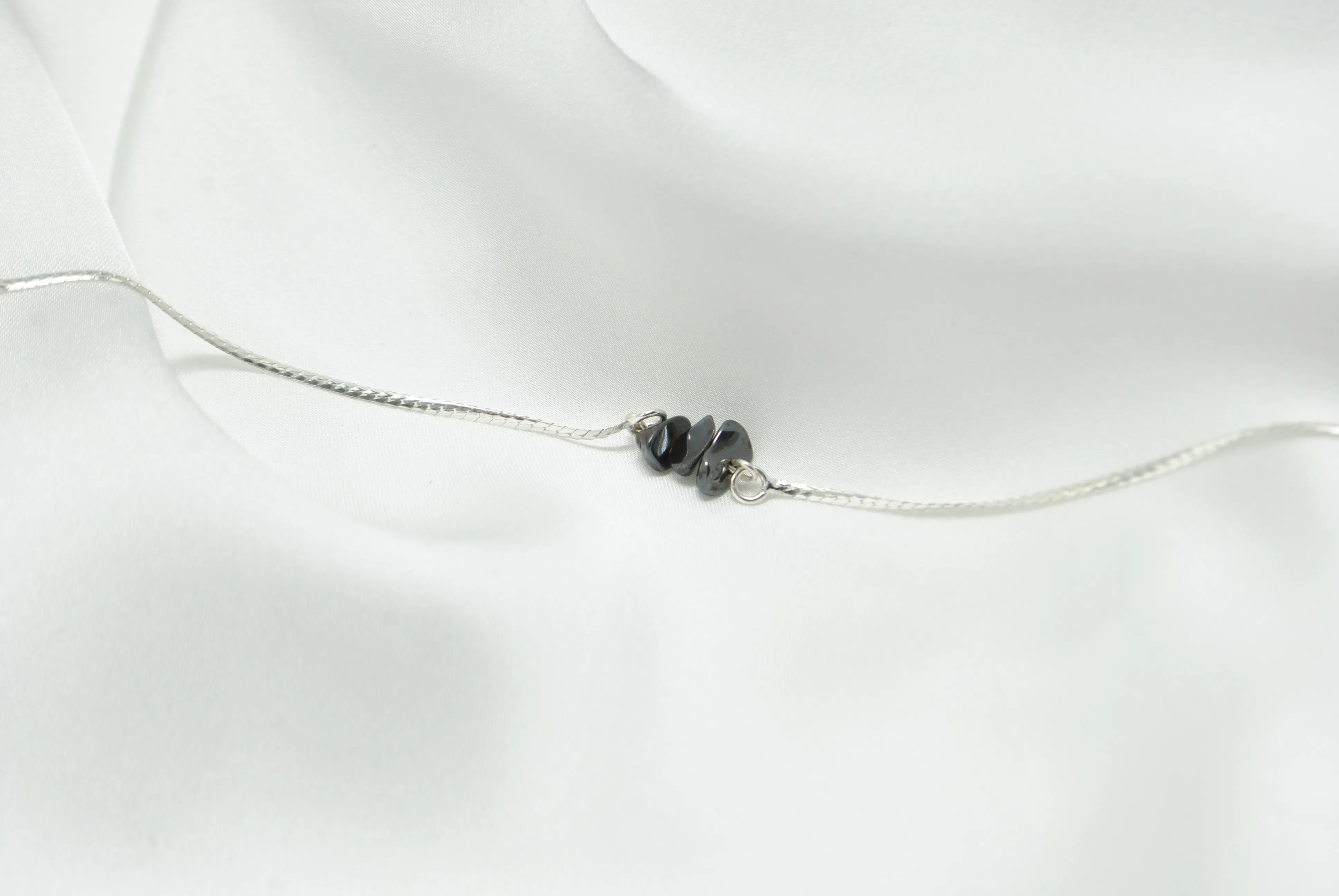 Hematite and 925 silver anklet
